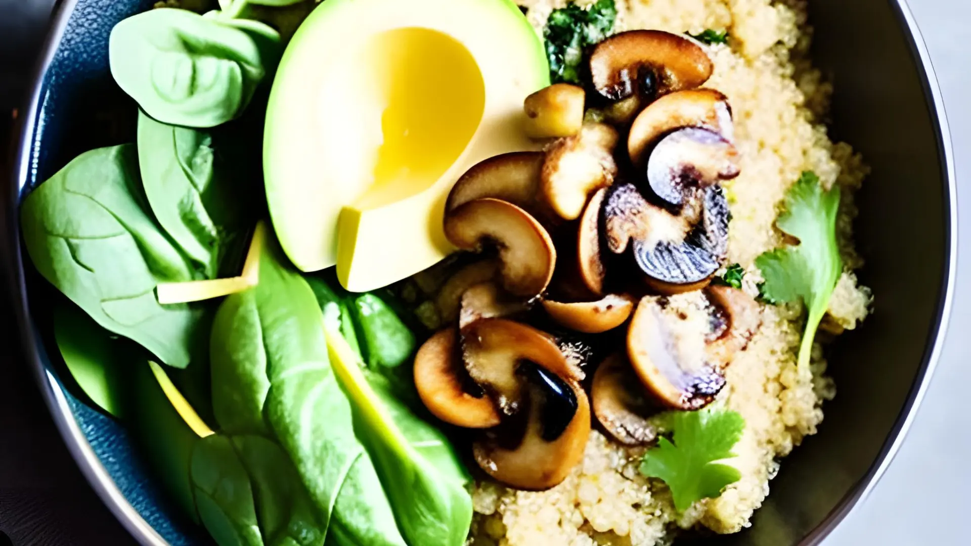 Spinach and Mushroom Quinoa Bowl
